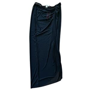 NWT Popilush Bias Twist Mesh Sarong Black Coverup Medium